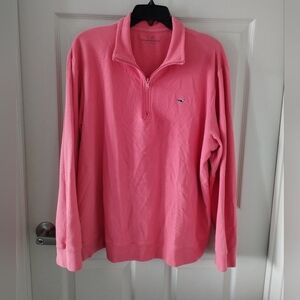 Vineyard Vines Men's Salmon Pink Quarter-Zip Sweater